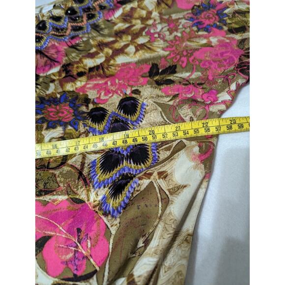 Chicos Sz 2 top Blouson Polyester Lightweight Accent Beading - Picture 8 of 10